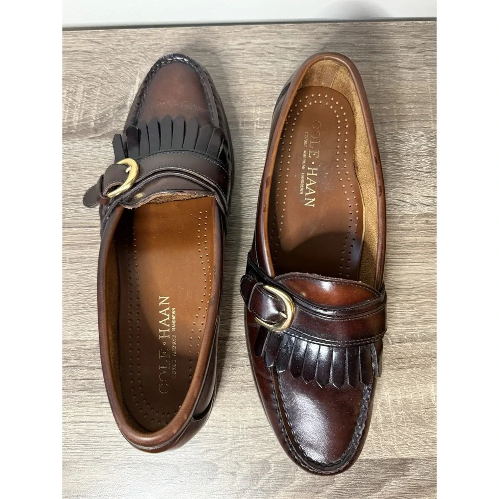 Vintage Cole Haan Mens Loafer Sz 9.5 Cordovan Kiltie Monk American Handsewn